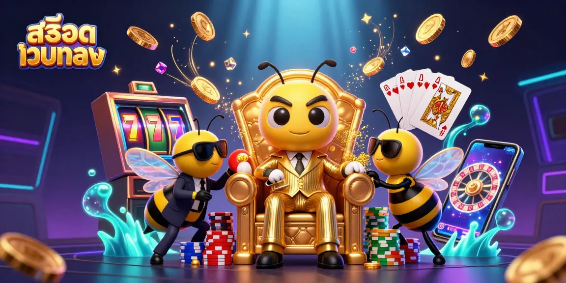 Engage with สล็อตเว็บตรง in this vibrant scene of cartoon characters showcasing thrilling casino elements, including lucky sevens.