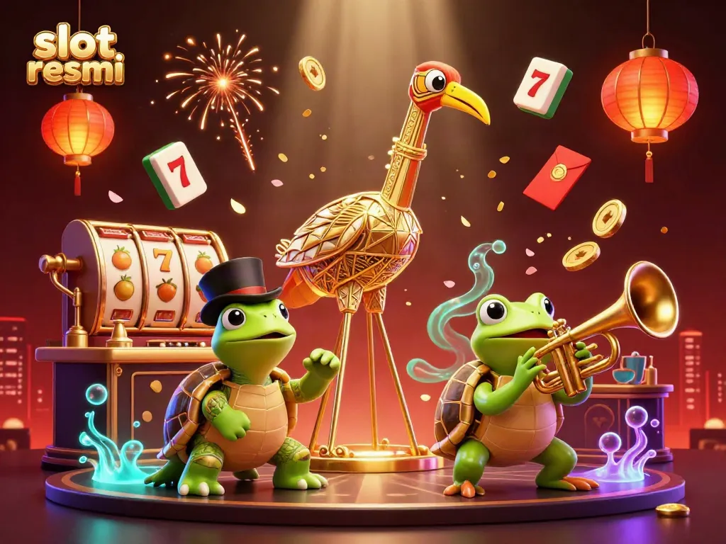 Experience the vibrant atmosphere of slot resmi with colorful characters set among dynamic gaming elements.
