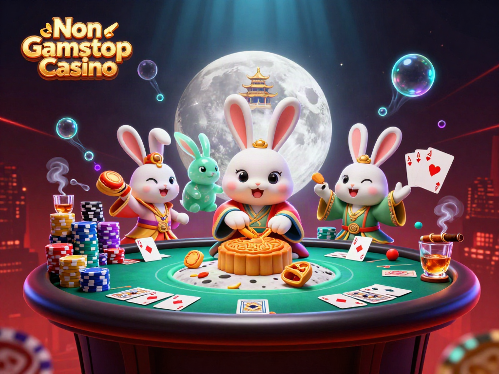Experience the excitement at a Non Gamstop Casino with an enchanting casino moon scene.