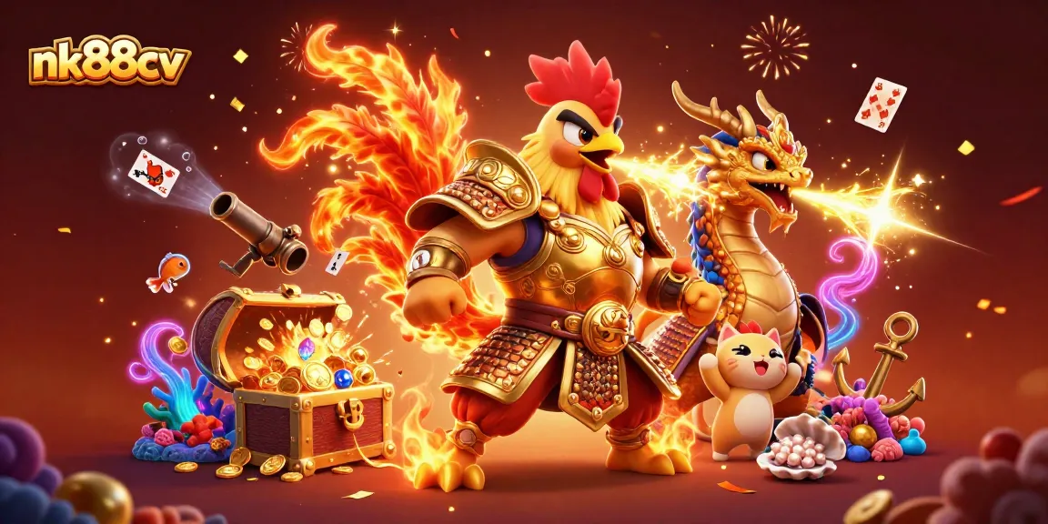 Experience thrilling moments at nk88cv with the vibrant cartoon gaming scene illustrating excitement and rewards.